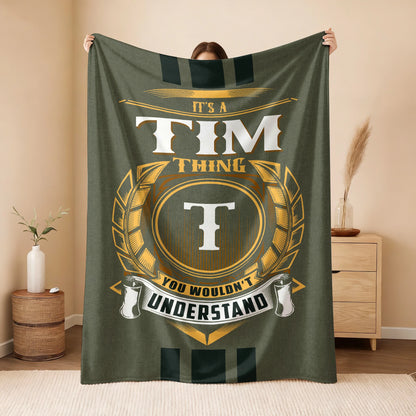 It's A Your Name Thing Olive Green Logo Fleece Blanket TIM 13K1 BK31