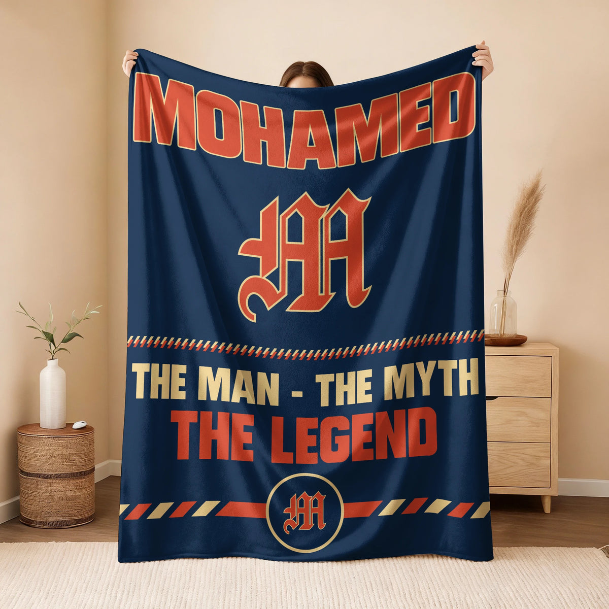 The Man The Myth The Legend Retro Fleece Blanket MOHAMED 13K1 BK53