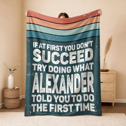 If At First You Don’t Succeed Retro Green Fleece Blanket ALEXANDER 13K1 BK29