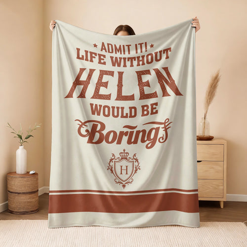Life Without Your Name Would Be Boring Cream Terracotta Blanket HELEN 13K1 BK24