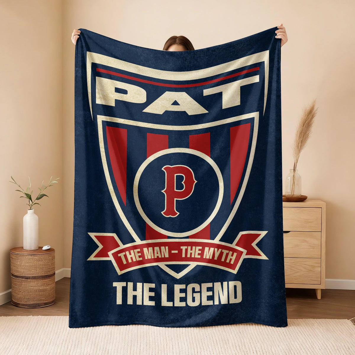The Man The Myth The Legend Blue Burgundy Baseball Blanket PAT 13K1 BK18