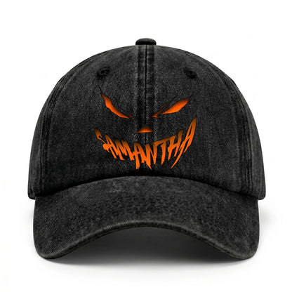Stay Hungry Pumpkin Chasing Ghosts Funny Washed Cap SAMANTHA 13K1 C101PF