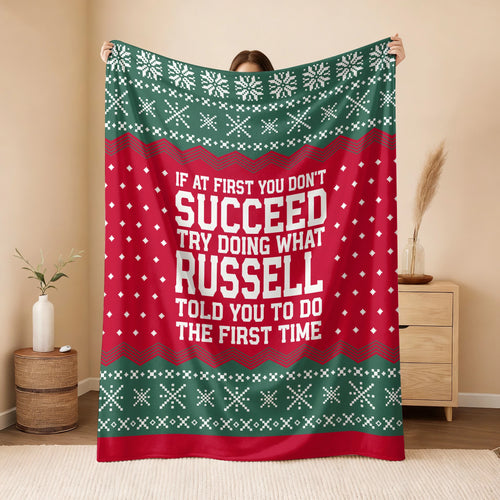If At First You Don’t Succeed Red Green Christmas Fleece Blanket RUSSELL 13K1 BK28