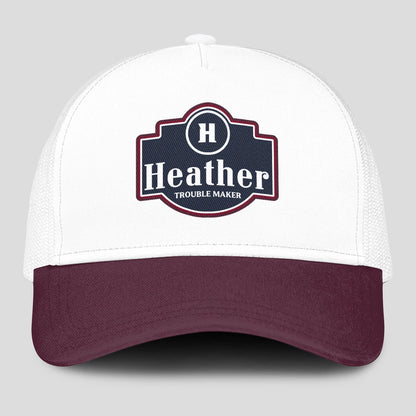 Trouble Maker Burgundy And White Funny Mesh Cap HEATHER 13K1 C201PF