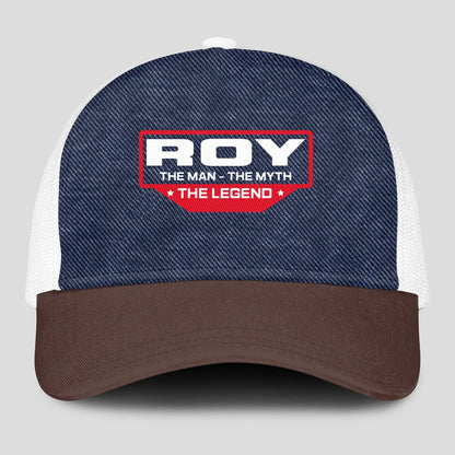 The Man The Myth The Legend Navy Brown And White Mesh Cap ROY 13K1 C200PF