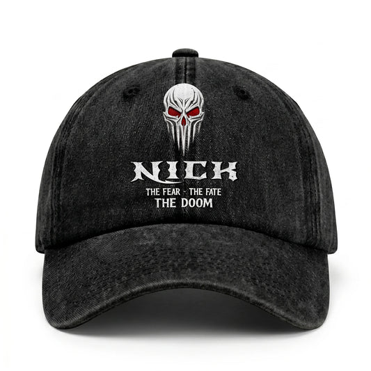 Your Name The Fear The Fate The Doom Skull Washed Cap NICK 13K1 C98PF