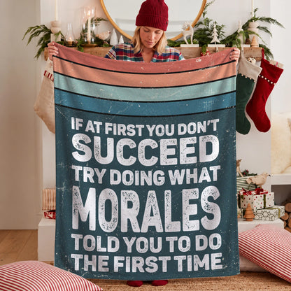 If At First You Don’t Succeed Retro Green Fleece Blanket MORALES 13K1 BK29