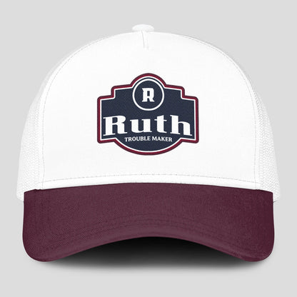 Trouble Maker Burgundy And White Funny Mesh Cap RUTH 13K1 C201PF