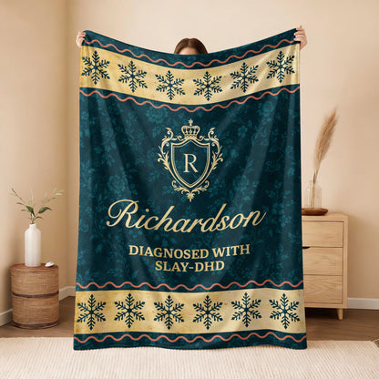 Diagnosed With Slay-DHD Vintage Sage Green Fleece Blanket RICHARDSON 13K1 BK38