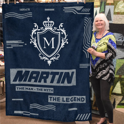 The Man The Myth The Legend Blue & Gray Fleece Blanket  MARTIN 13K1 BK08