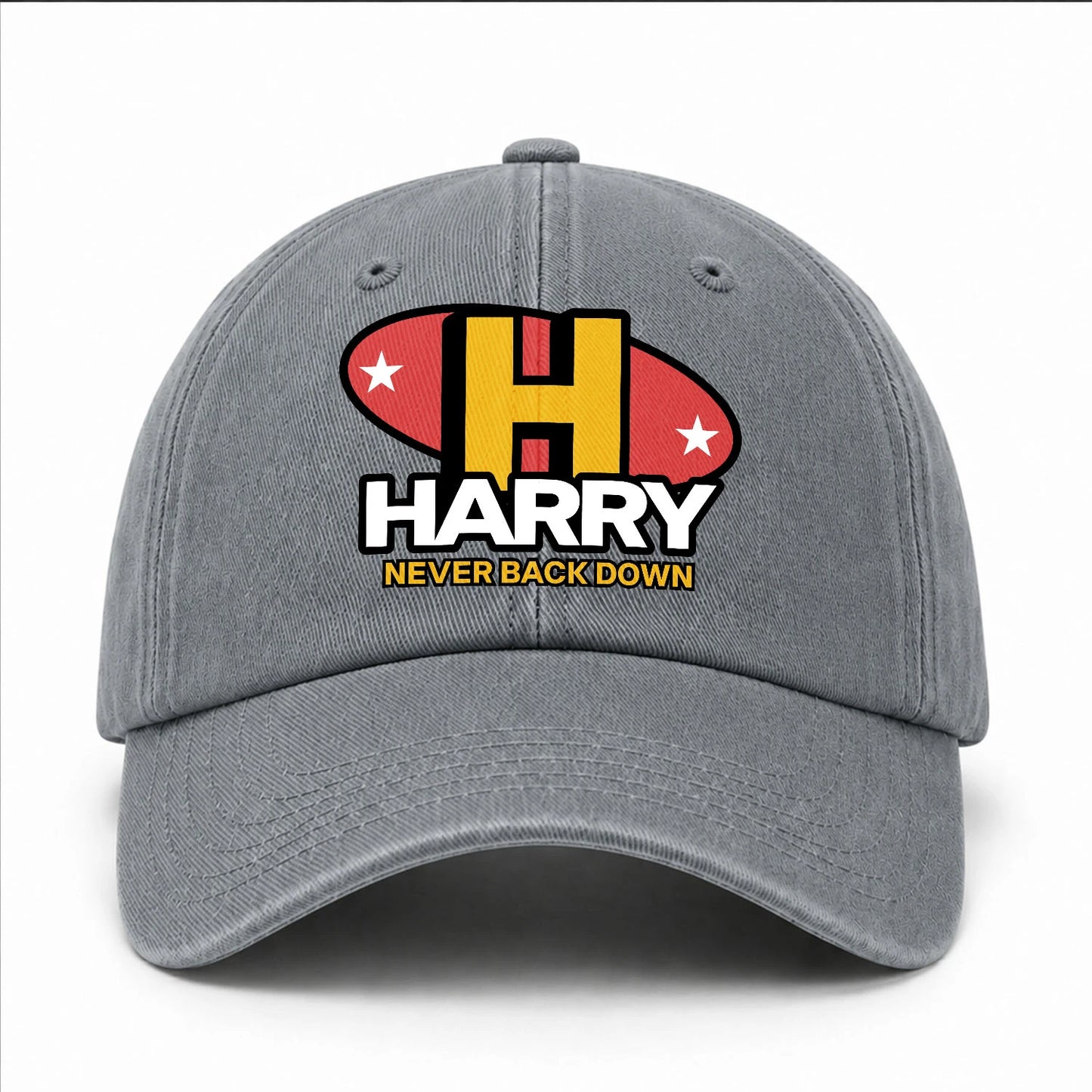 Never Back Down With Your Name And Initial Letter Washed Cap HARRY 13K1 C82PF