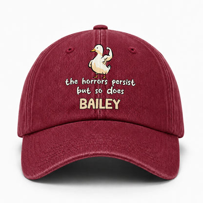 The Horrors Persist But So Does Your Name Funny Goose Burgundy Washed Cap BAILEY 13K1 C126PF