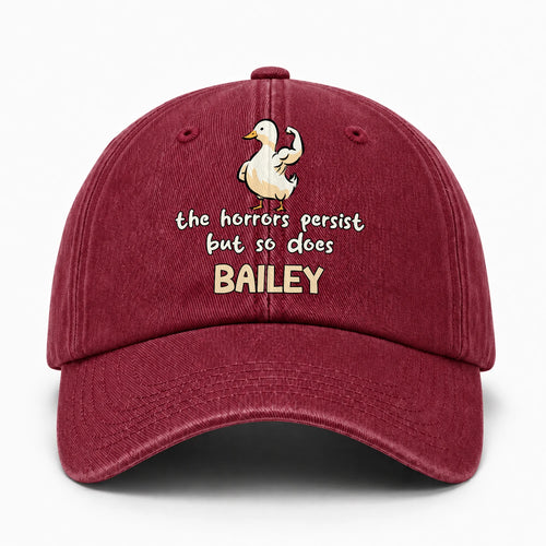 The Horrors Persist But So Does Your Name Funny Goose Burgundy Washed Cap BAILEY 13K1 C126PF