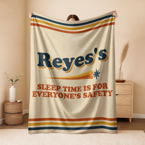 Your Name's Sleep Time Funny Retro Fleece Blanket REYES 13K1 BK67