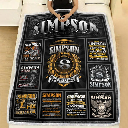 SIMPSON Personalized Blanket | Custom Name Cozy Throw Gift 13K2-BK2