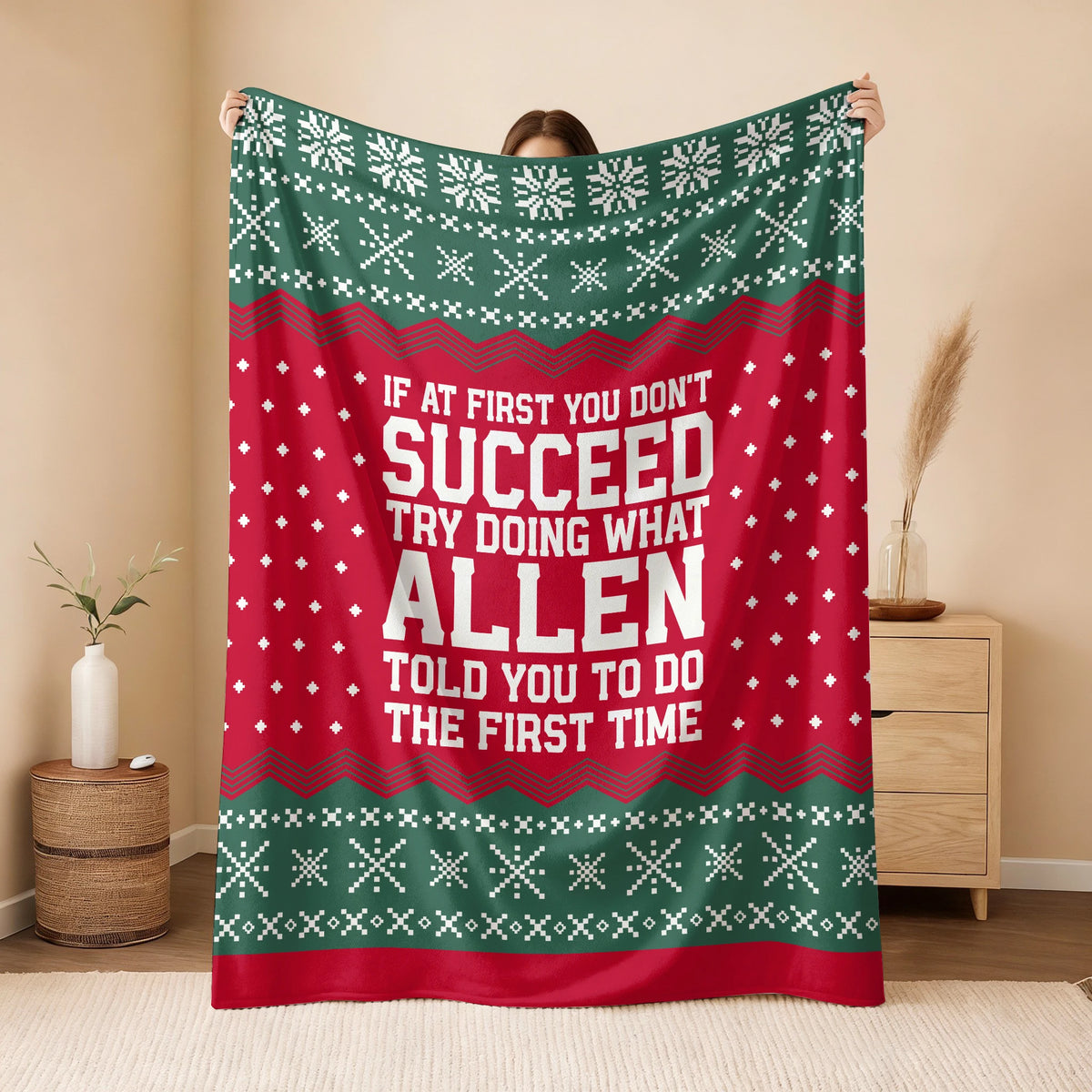 If At First You Don’t Succeed Red Green Christmas Fleece Blanket ALLEN 13K1 BK28