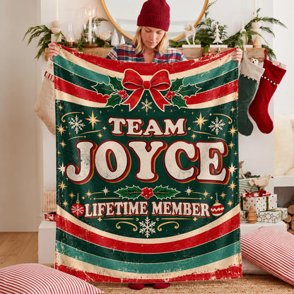 Team Your Name Lifetime Member Christmas Fleece Blanket JOYCE 13K1 BK52