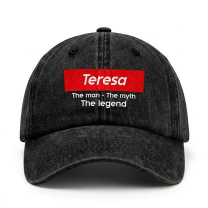Your Name The Man The Myth The Legend Red Logo Washed Cap TERESA 13K1 C130PF