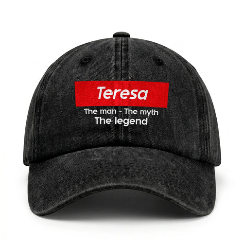 Your Name The Man The Myth The Legend Red Logo Washed Cap TERESA 13K1 C130PF