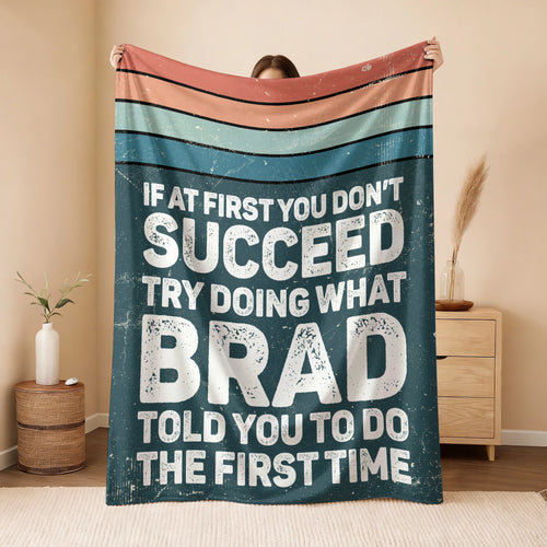 If At First You Don’t Succeed Retro Green Fleece Blanket BRAD 13K1 BK29