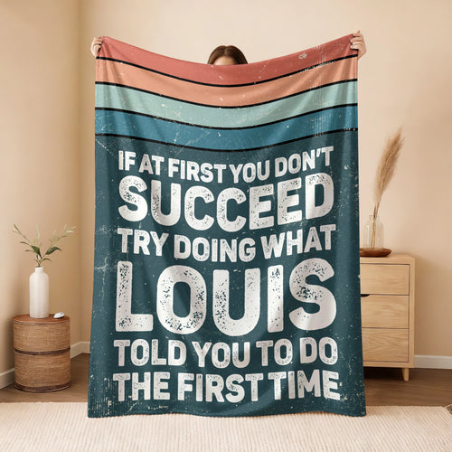 If At First You Don’t Succeed Retro Green Fleece Blanket LOUIS 13K1 BK29