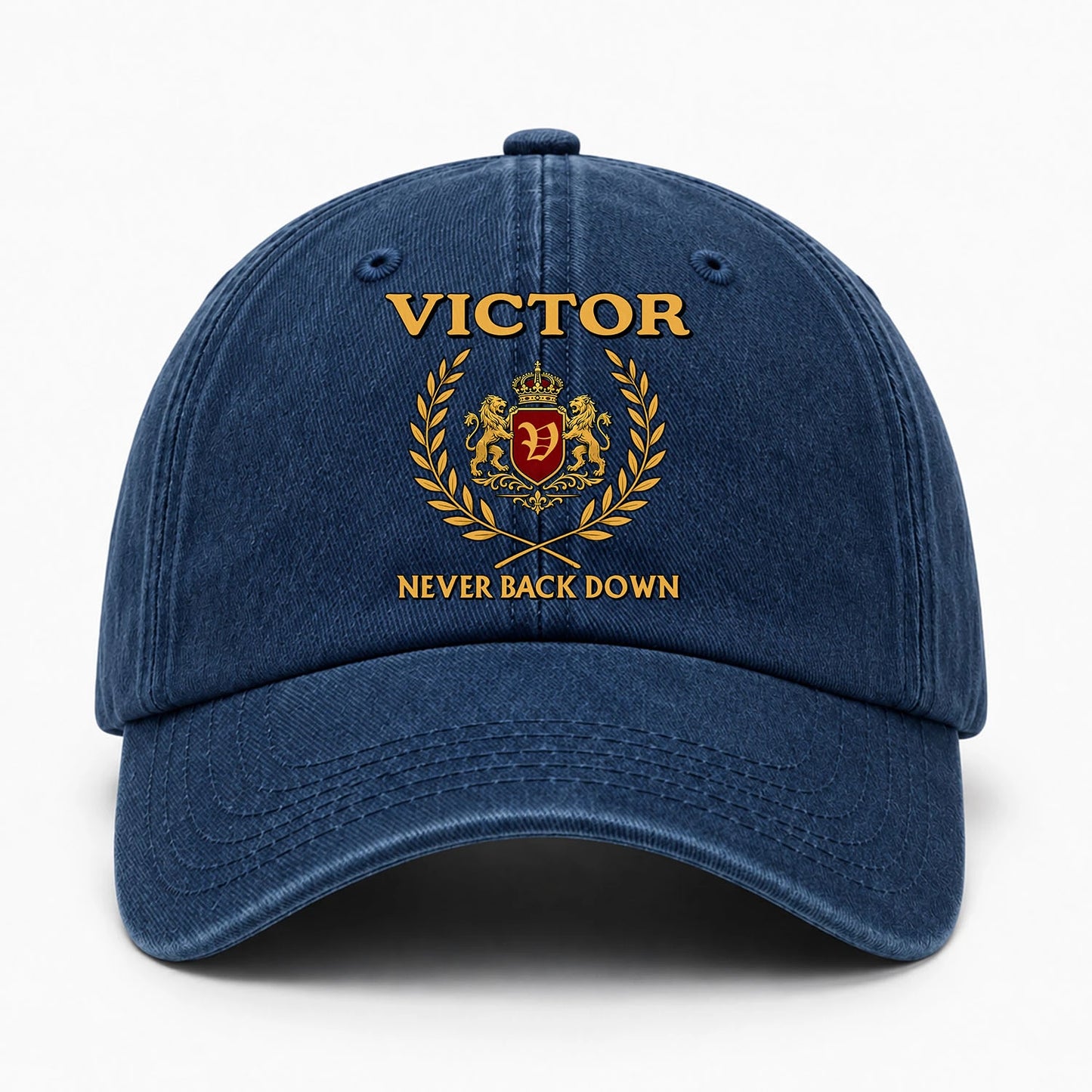 Never Back Down Royal Blue Denim Cap VICTOR 13K1 C60PF