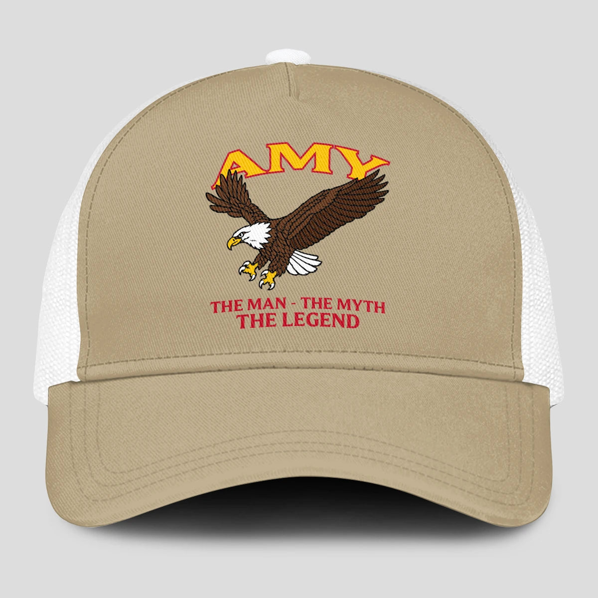 The Man The Myth The Legend Eagle Khaki Mesh Cap AMY 13K1 C210PF