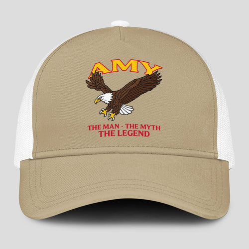 The Man The Myth The Legend Eagle Khaki Mesh Cap AMY 13K1 C210PF