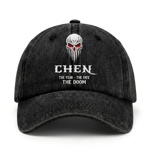 Your Name The Fear The Fate The Doom Skull Washed Cap CHEN 13K1 C98PF
