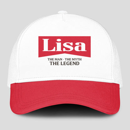 The Man The Myth The Legend Red And White Mesh Cap LISA 13K1 C197PF