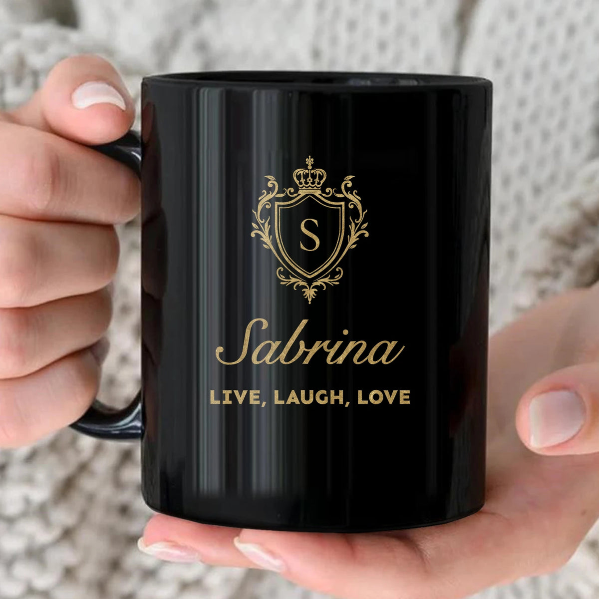 Your Name Live Laugh Love Luxury Champagne Gold Mug SABRINA 13K1 MG10
