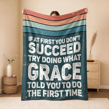 If At First You Don’t Succeed Retro Green Fleece Blanket GRACE 13K1 BK29