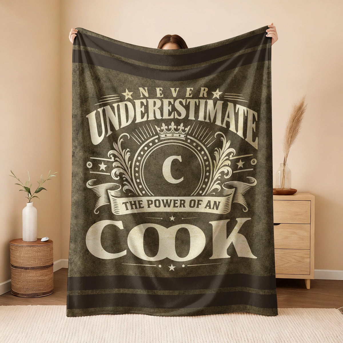 Never Underestimate The Power Of A Name Olive Green Army Fleece Blanket COOK 13K1 BK46