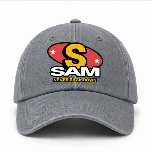 Never Back Down With Your Name And Initial Letter Washed Cap SAM 13K1 C82PF