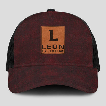 Never Back Down Burgundy And Black Mesh Cap LEON 13K1 C208PF