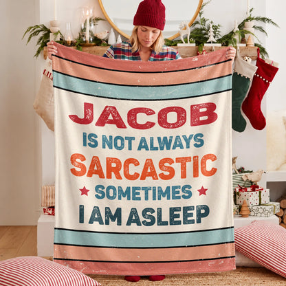 Your Name Sarcastic Funny Retro Fleece Blanket JACOB 13K1 BK62