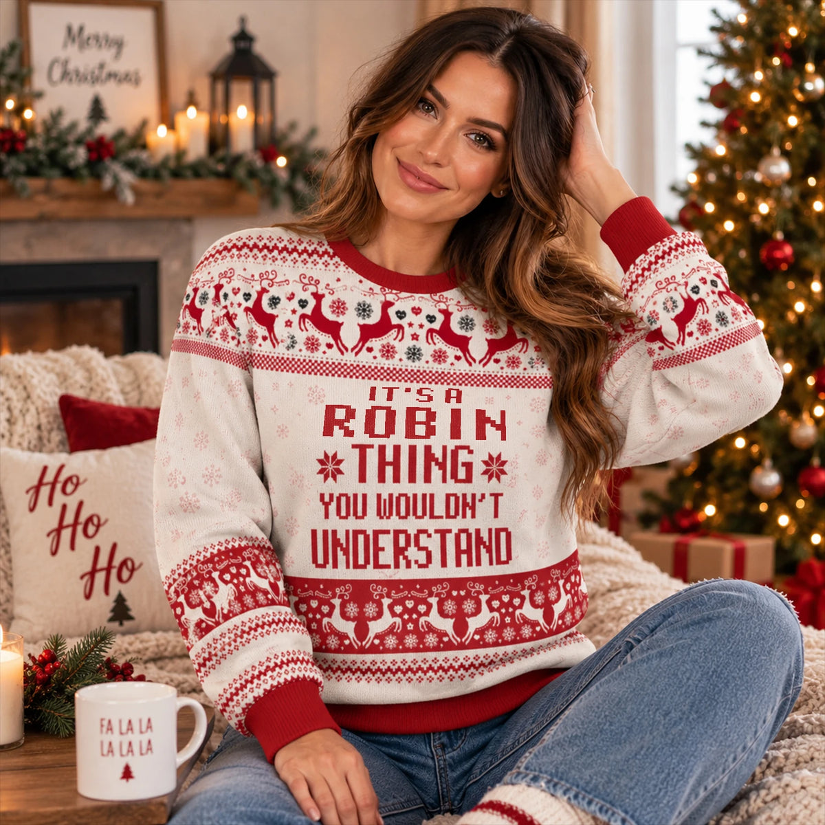 It's A Your Name Thing Red Christmas Ugly Sweater ROBIN 13K1 UG09