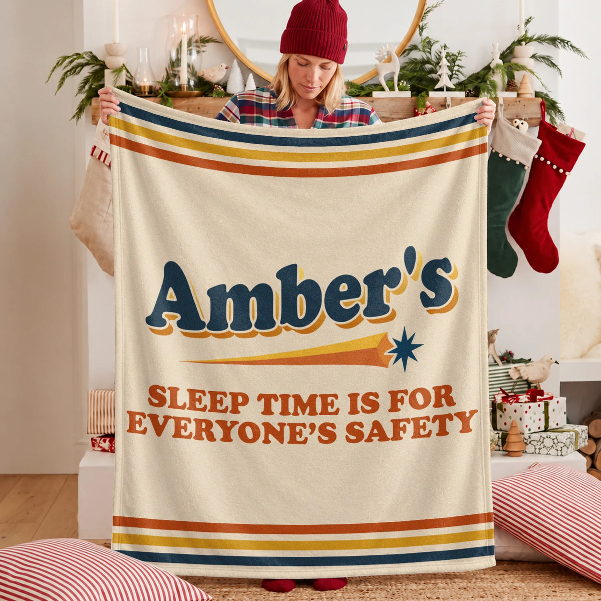 Your Name's Sleep Time Funny Retro Fleece Blanket AMBER 13K1 BK67