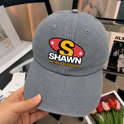Never Back Down With Your Name And Initial Letter Washed Cap SHAWN 13K1 C82PF