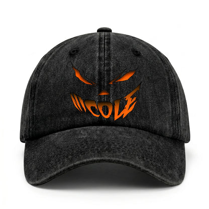 Your Name Jack O' Lantern Halloween Washed Cap NICOLE 13K1 C100PF