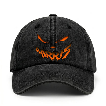 Your Name Jack O' Lantern Halloween Washed Cap HARRIS 13K1 C100PF
