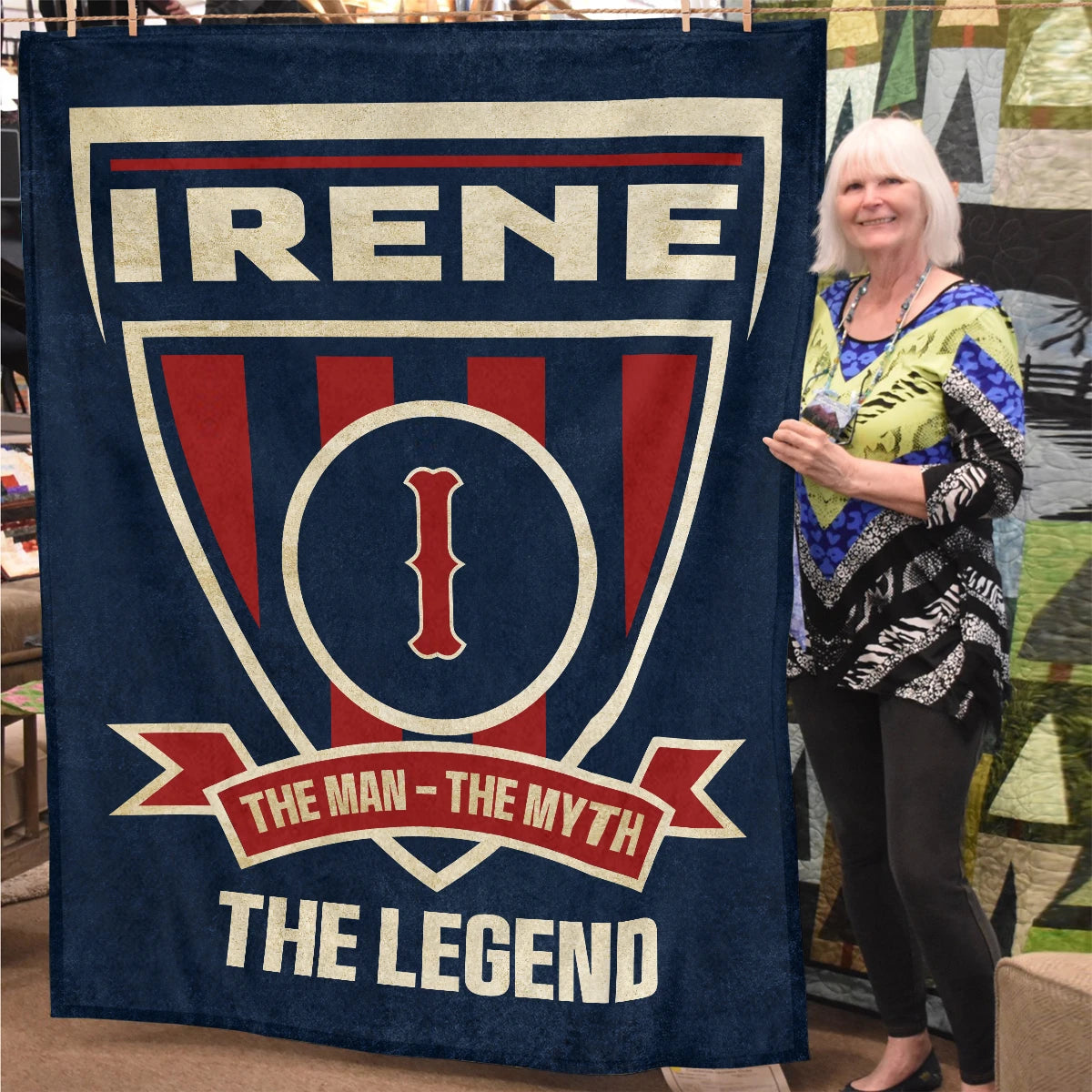 The Man The Myth The Legend Blue Burgundy Baseball Blanket IRENE 13K1 BK18