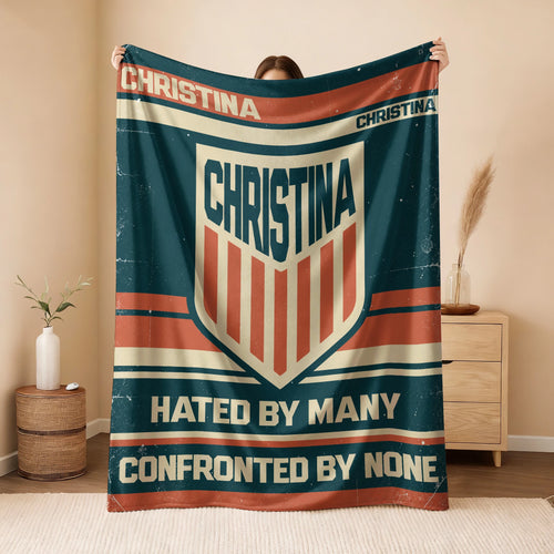 Hated By Many Confronted By None Retro Fleece Blanket CHRISTINA 13K1 BK58