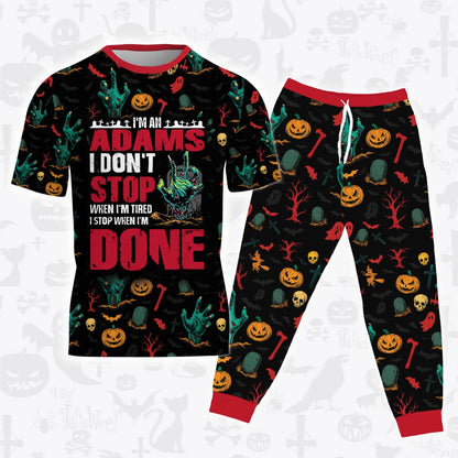 ADAMS Halloween Pajamas Set Tshirt & Pants Horror Skull Pumpkin 13K1-HL3