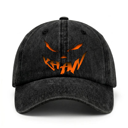 Your Name Jack O' Lantern Halloween Washed Cap KHAN 13K1 C100PF