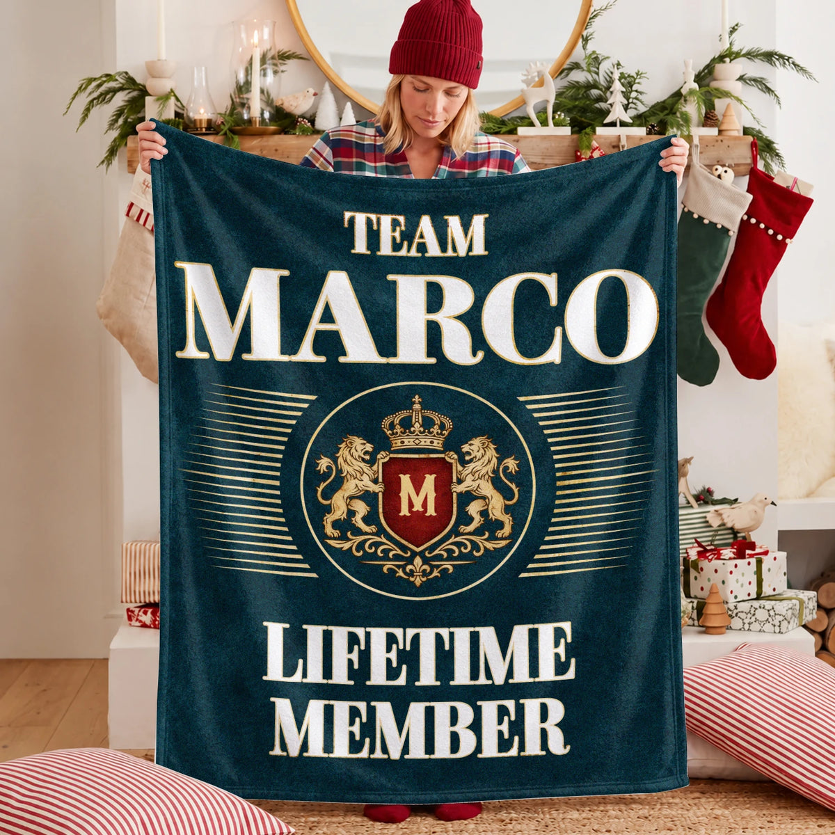 Team Your Name Lifetime Member Sage Green Fleece Blanket MARCO 13K1 BK42
