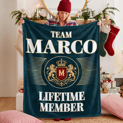 Team Your Name Lifetime Member Sage Green Fleece Blanket MARCO 13K1 BK42