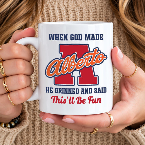 When God Made Your Name Personalized Baseball Mug ALBERTO 13K1 MG07