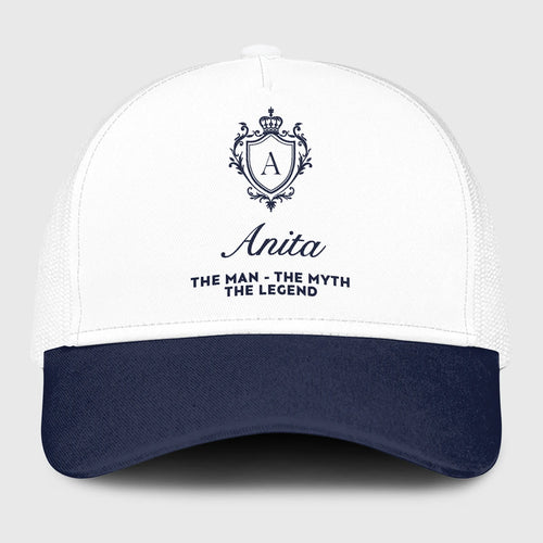 The Man The Myth The Legend Blue And White Baseball Mesh Cap ANITA 13K1 C186PF