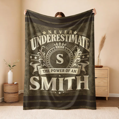 Never Underestimate The Power Of A Name Olive Green Army Fleece Blanket SMITH 13K1 BK46